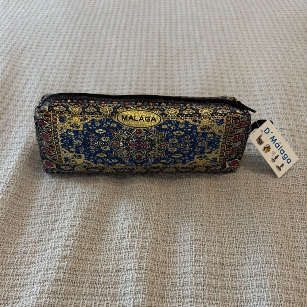 Blue and Gold Cosmetic Bag/Pencil Case
